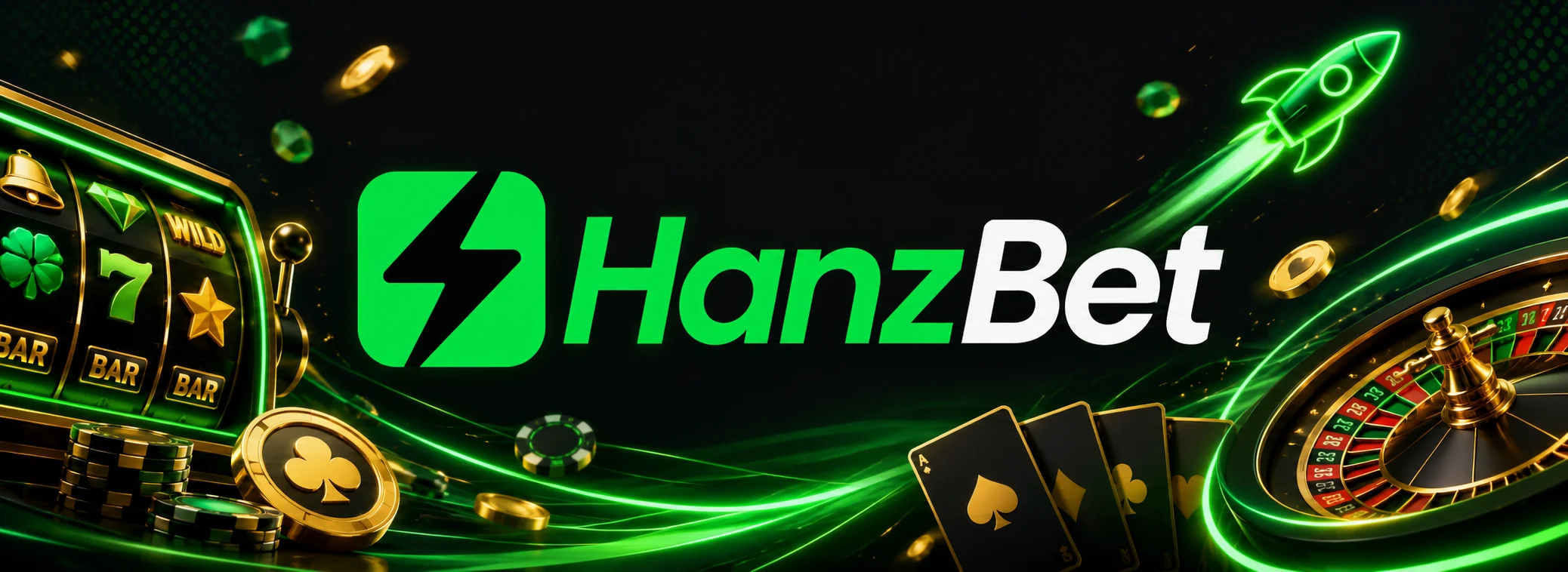 Banner de HanzBet Casino con el bono del 100% en el primer depósito
